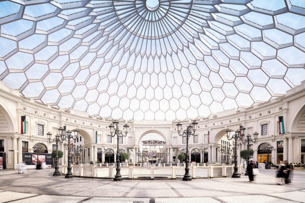 The Avenues Inside of a Mall with an Dome Roof out of ETFE