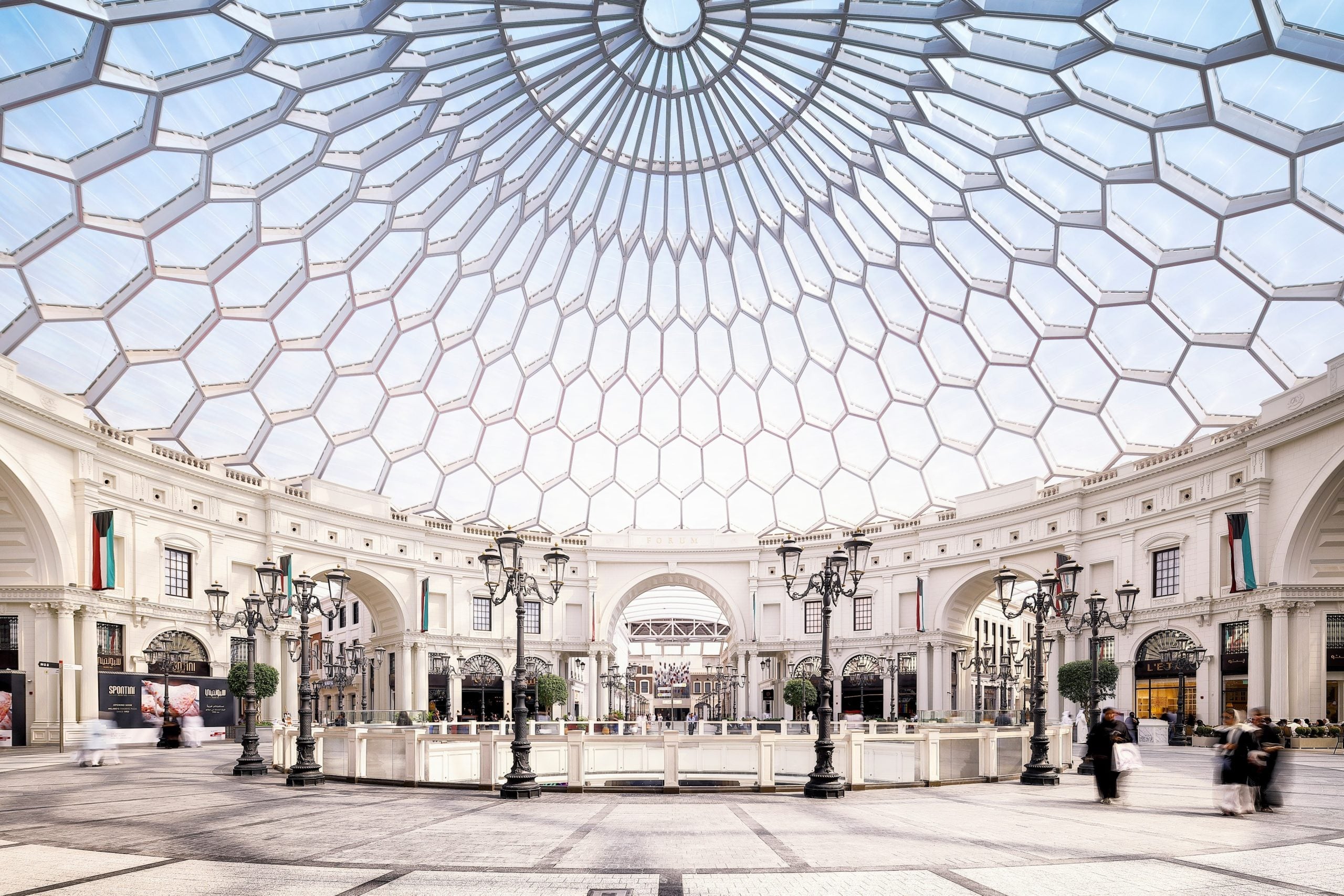 Inside of a Mall with an Dome Roof out of ETFE