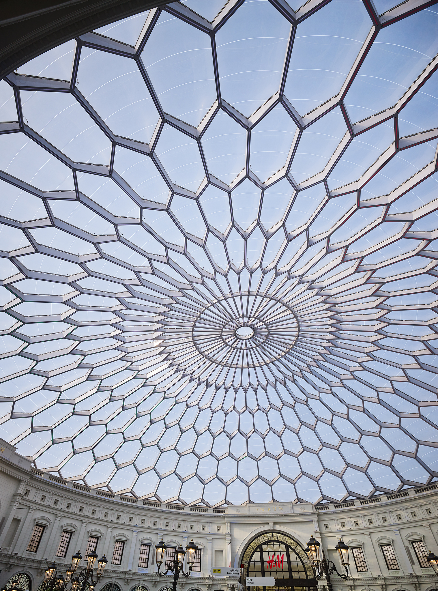Inside of a Mall with an Dome Roof out of ETFE