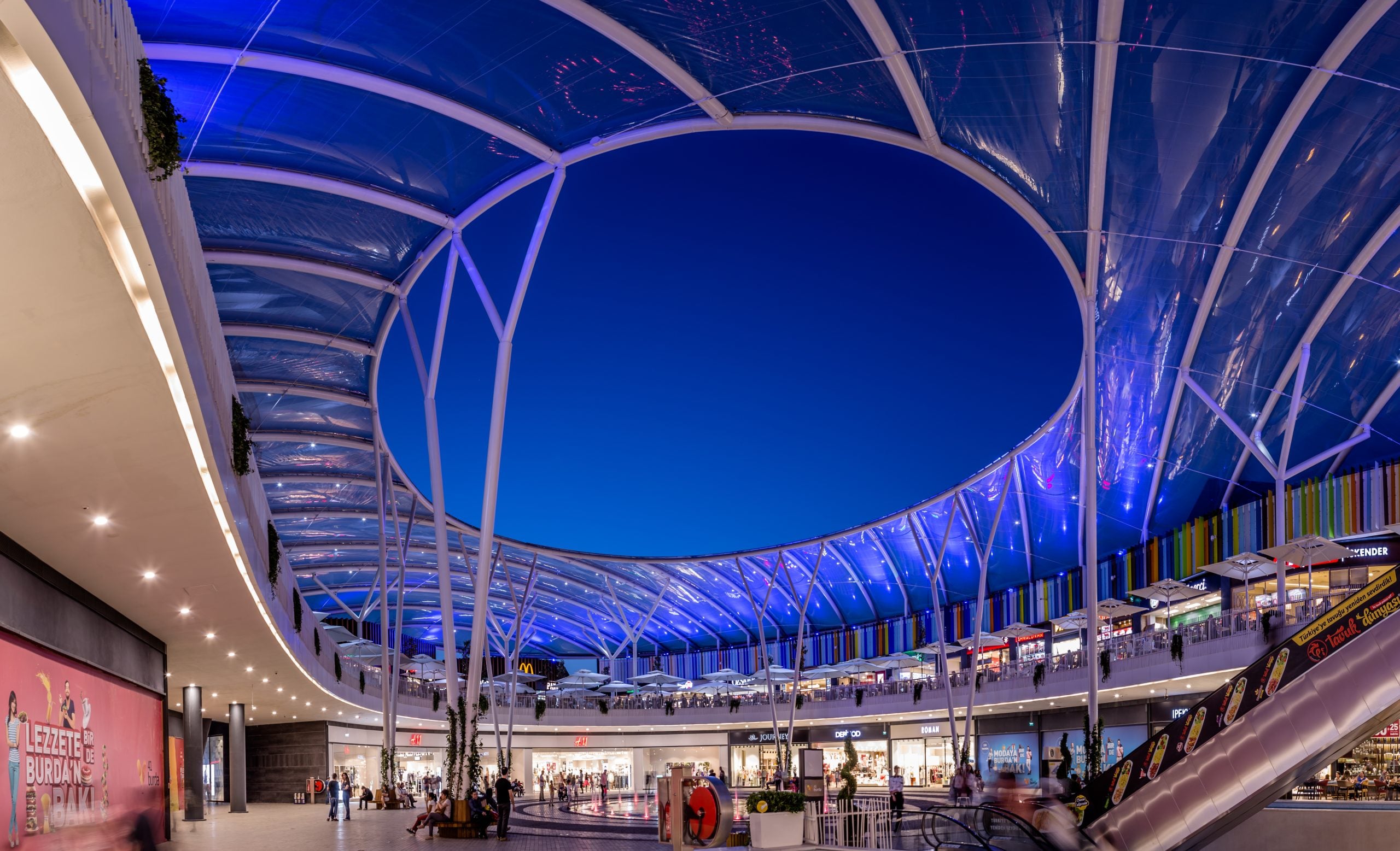 ETFE Cushion Roof of a Mall from below